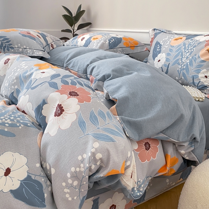 91家纺网 家纺一手货源 找家纺 宜家坊 2024新款ins小清新磨毛印花四件套 花曼