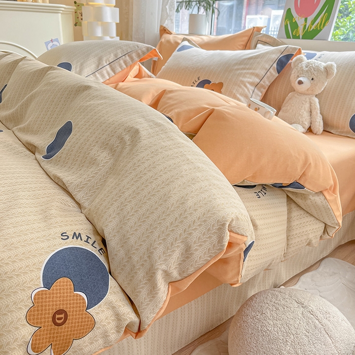 91家纺网 家纺一手货源 找家纺 宜家坊 2024新款ins小清新磨毛印花四件套 诺尔