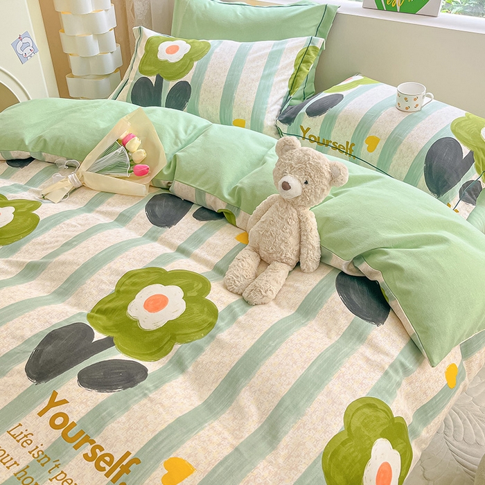 91家纺网 家纺一手货源 找家纺 宜家坊 2024新款ins小清新磨毛印花四件套 无忧