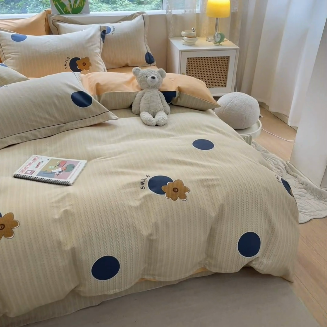 91家纺网 家纺一手货源 找家纺 宜家坊 2024新款ins小清新磨毛印花四件套 诺尔