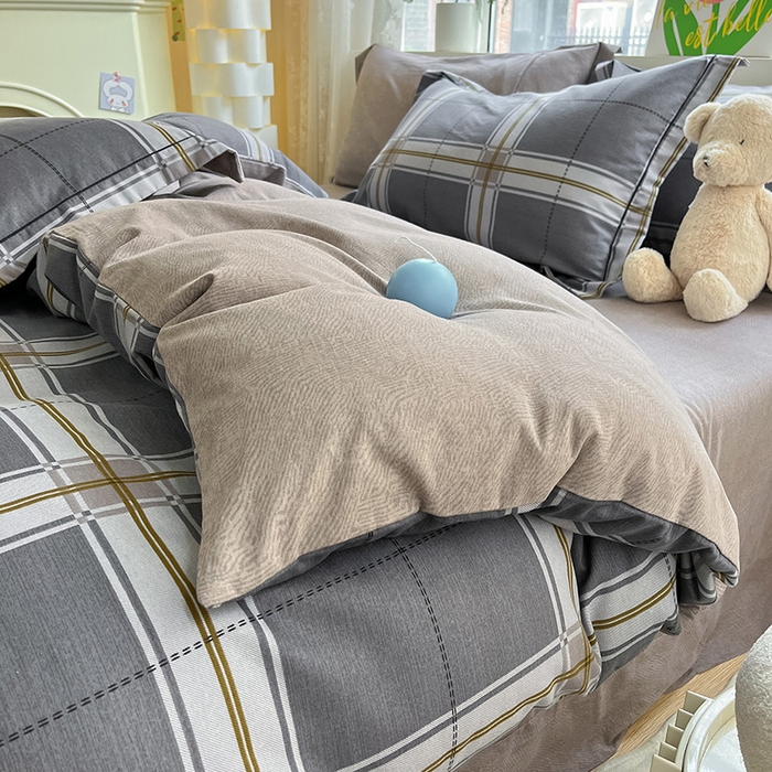 91家纺网 家纺一手货源 找家纺 宜家坊 2024新款ins小清新磨毛印花四件套 知间-灰( 有小三件套 ) 