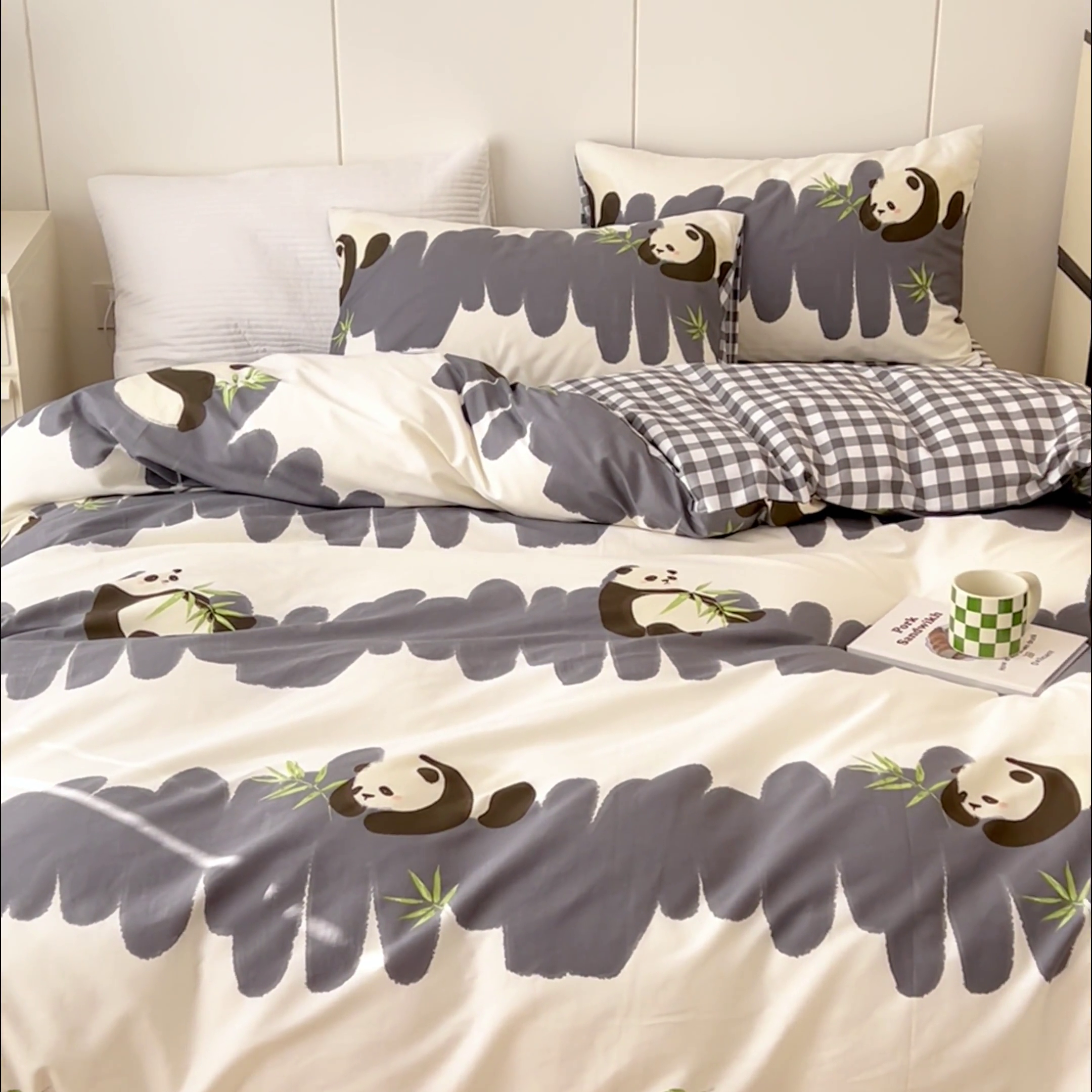 91家纺网 家纺一手货源 找家纺 感遇家纺 2024春夏新品全棉卡通印花四件套-第二批 大熊猫