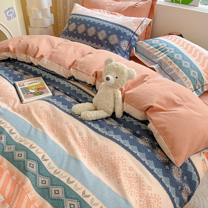 91家纺网 家纺一手货源 找家纺 宜家坊 2024新款ins小清新磨毛印花四件套 国际米兰