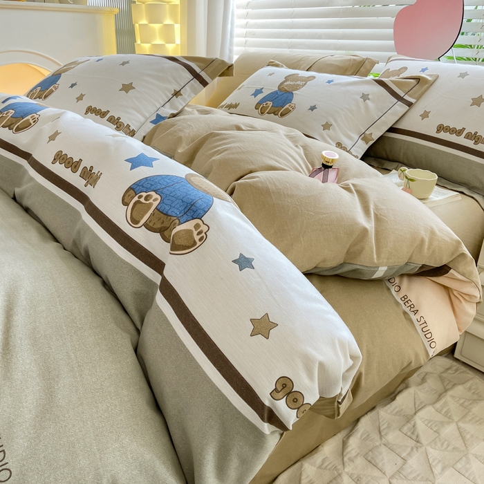 91家纺网 家纺一手货源 找家纺 （总）宜家坊 2024新款ins小清新磨毛印花四件套