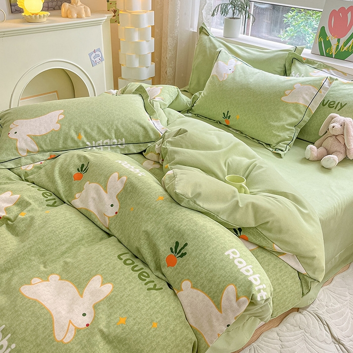 91家纺网 家纺一手货源 找家纺 宜家坊 2024新款ins小清新磨毛印花四件套 偶遇