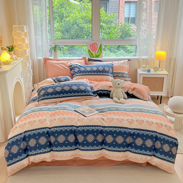 91家纺网 家纺一手货源 找家纺 宜家坊 2024新款ins小清新磨毛印花四件套 国际米兰