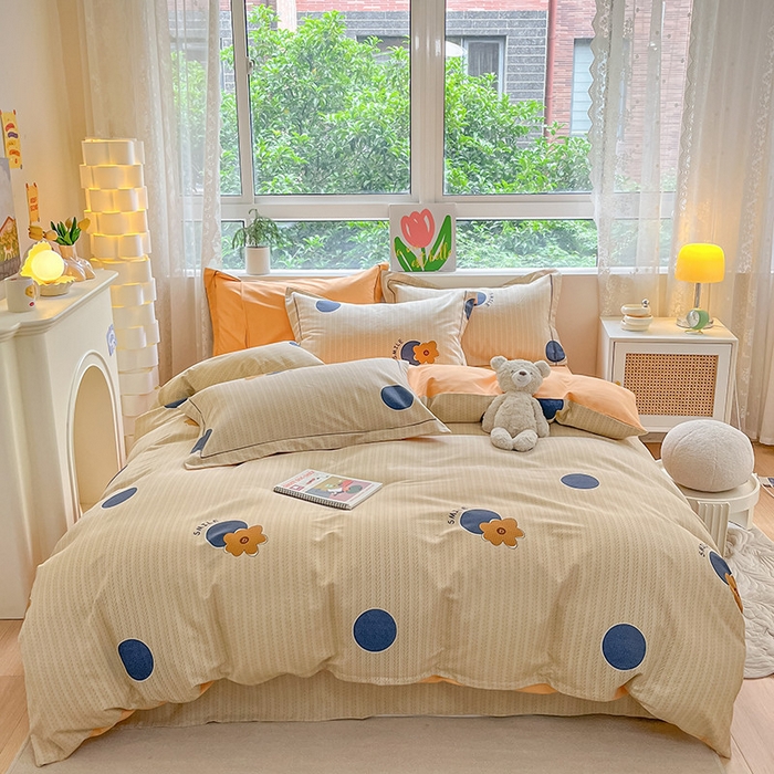 91家纺网 家纺一手货源 找家纺 宜家坊 2024新款ins小清新磨毛印花四件套 诺尔