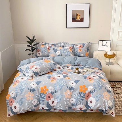 91家纺网 家纺一手货源 找家纺 宜家坊 2024新款ins小清新磨毛印花四件套 花曼