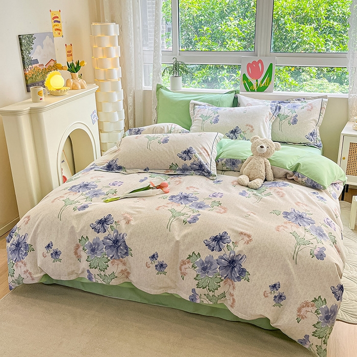 91家纺网 家纺一手货源 找家纺 宜家坊 2024新款ins小清新磨毛印花四件套 昼梦长