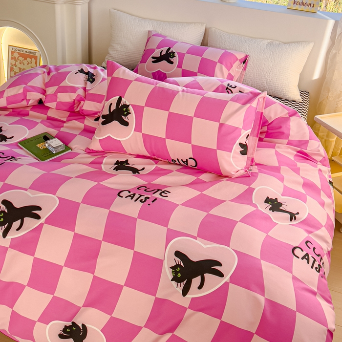 91家纺网 家纺一手货源 找家纺 感遇家纺 2024春夏新品全棉卡通印花四件套-第一批 喵星人