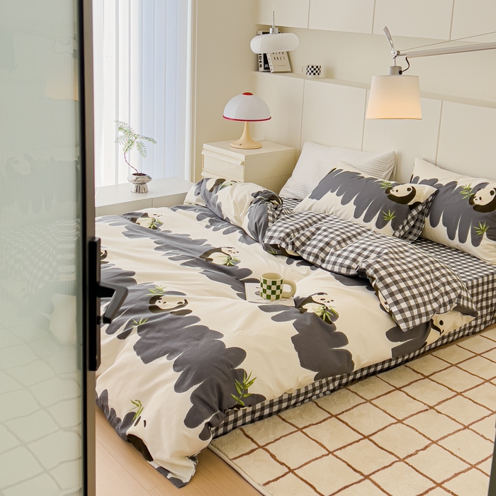 91家纺网 家纺一手货源 找家纺 感遇家纺 2024春夏新品全棉卡通印花四件套-第二批 大熊猫