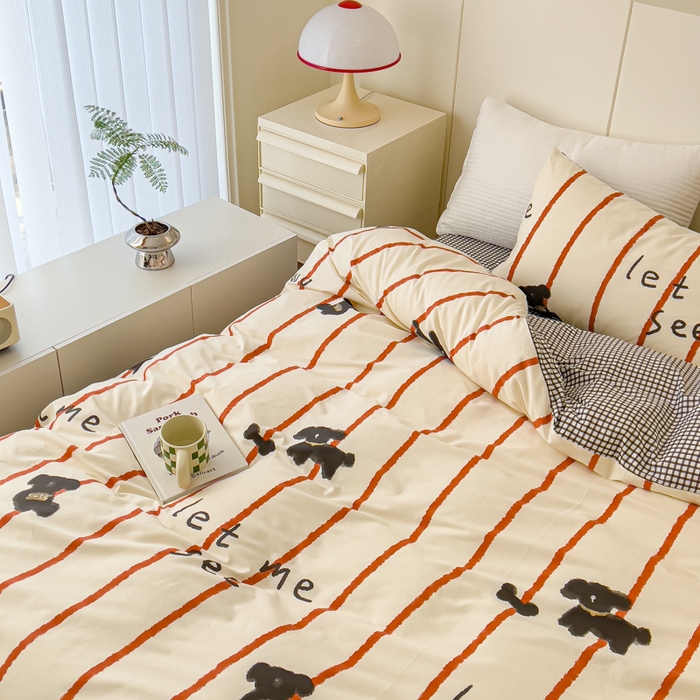 91家纺网 家纺一手货源 找家纺 感遇家纺 2024春夏新品全棉卡通印花四件套-第二批 小泰迪