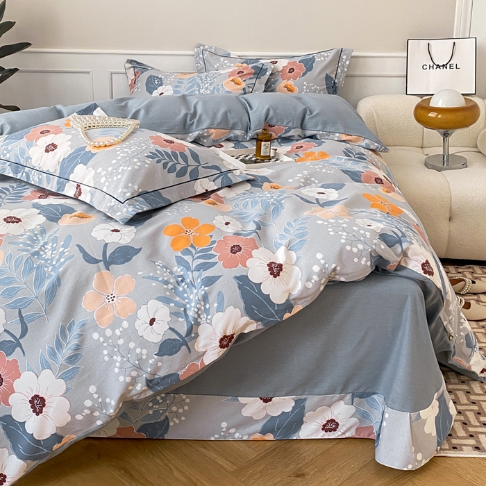 91家纺网 家纺一手货源 找家纺 宜家坊 2024新款ins小清新磨毛印花四件套 花曼