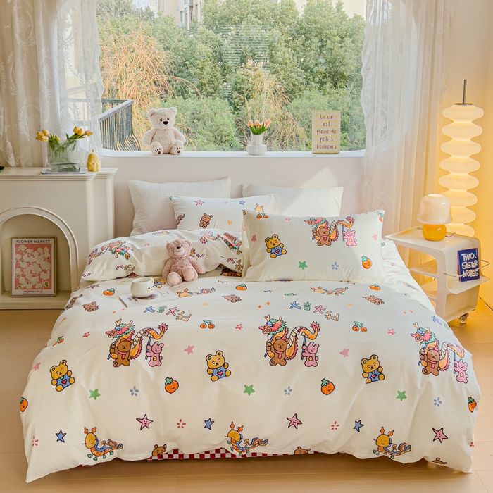 91家纺网 家纺一手货源 找家纺 感遇家纺 2024春夏新品全棉卡通印花四件套-第一批 大吉大利