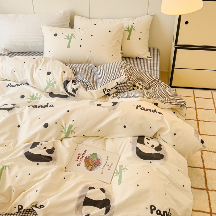 91家纺网 家纺一手货源 找家纺 感遇家纺 2024春夏新品全棉卡通印花四件套-第二批 熊猫墩墩