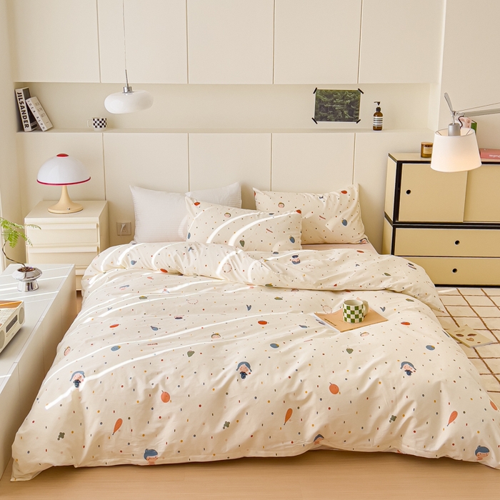 91家纺网 家纺一手货源 找家纺 感遇家纺 2024春夏新品全棉卡通印花四件套-第二批 小鱼女孩