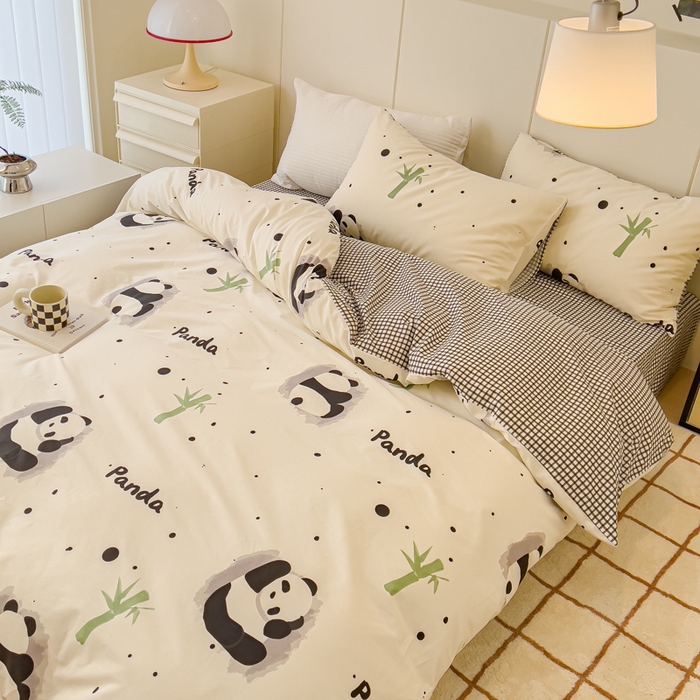 91家纺网 家纺一手货源 找家纺 感遇家纺 2024春夏新品全棉卡通印花四件套-第二批 熊猫墩墩