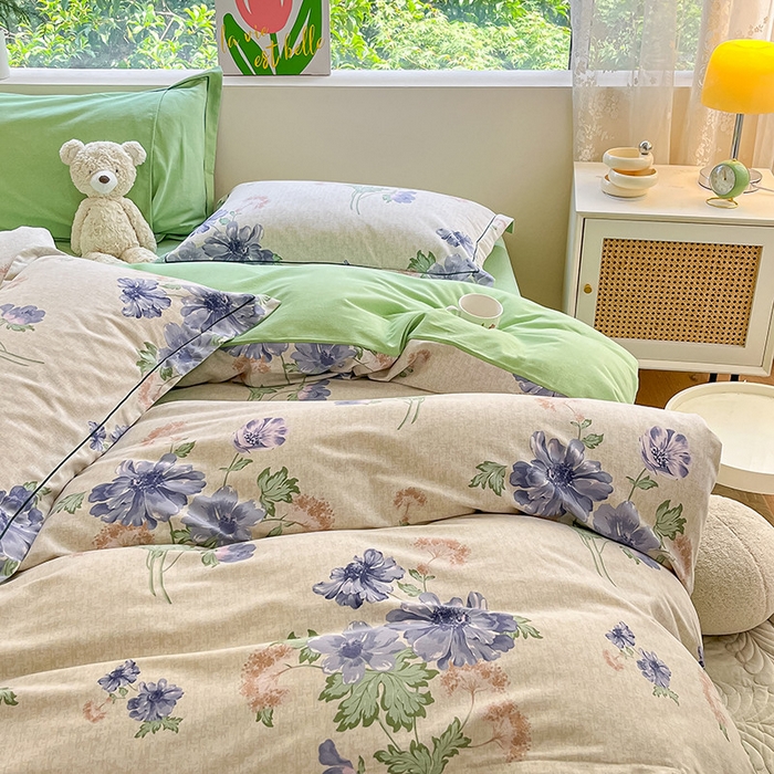 91家纺网 家纺一手货源 找家纺 宜家坊 2024新款ins小清新磨毛印花四件套 昼梦长