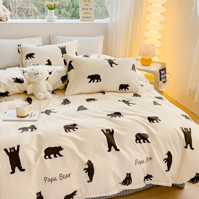 91家纺网 家纺一手货源 找家纺 感遇家纺 2024春夏新品全棉卡通印花四件套-第一批 跳舞小熊