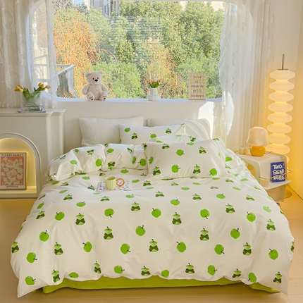 感遇家纺 2024春夏新品全棉卡通印花四件套-第一批 青苹果
