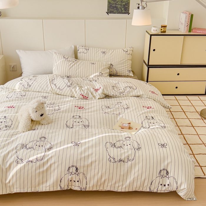 91家纺网 家纺一手货源 找家纺 感遇家纺 2024春夏新品全棉卡通印花四件套-第二批 大耳狗