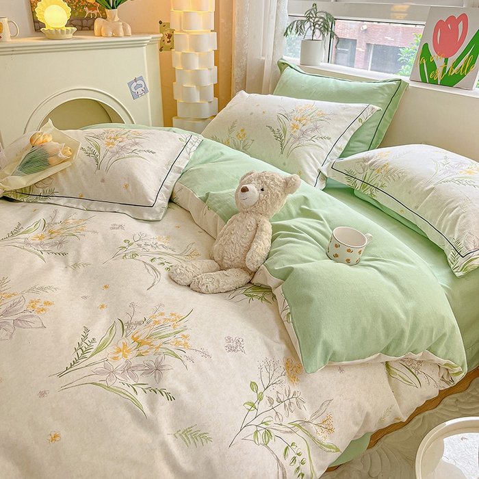 91家纺网 家纺一手货源 找家纺 宜家坊 2024新款ins小清新磨毛印花四件套 萤草( 有小三件套 )