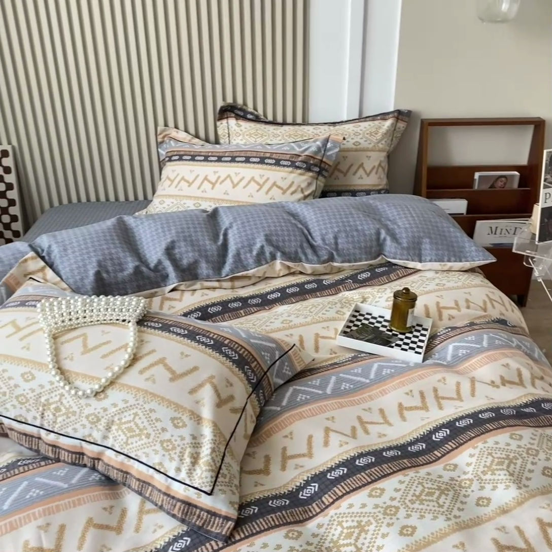 91家纺网 家纺一手货源 找家纺 宜家坊 2024新款ins小清新磨毛印花四件套 米雪( 有小三件套 )