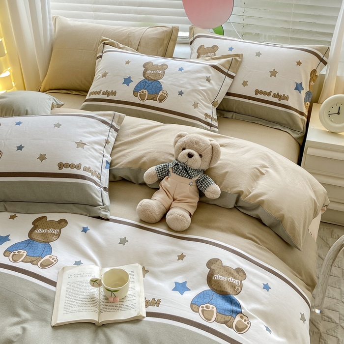 91家纺网 家纺一手货源 找家纺 （总）宜家坊 2024新款ins小清新磨毛印花四件套