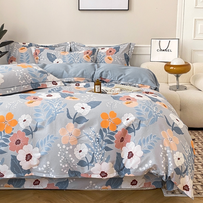 91家纺网 家纺一手货源 找家纺 宜家坊 2024新款ins小清新磨毛印花四件套 花曼