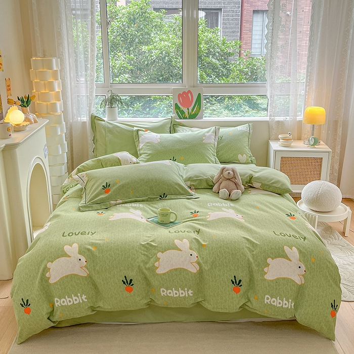 91家纺网 家纺一手货源 找家纺 宜家坊 2024新款ins小清新磨毛印花四件套 偶遇