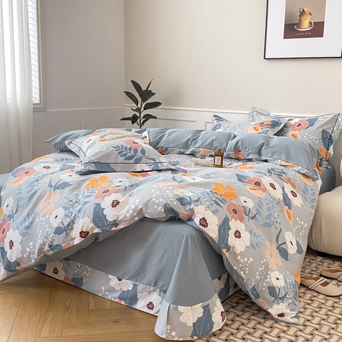 91家纺网 家纺一手货源 找家纺 宜家坊 2024新款ins小清新磨毛印花四件套 花曼