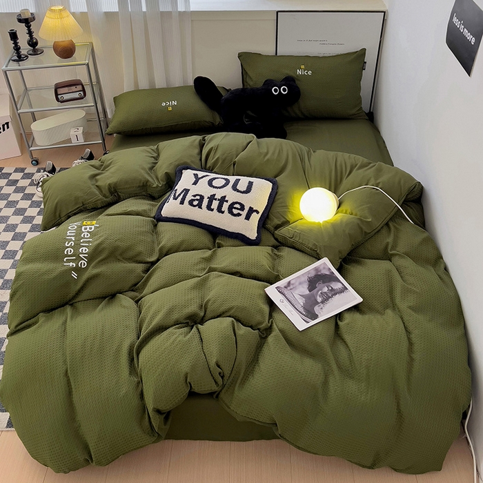 91家纺网 家纺一手货源 找家纺 春光里 2024新款笑脸华夫格四件套