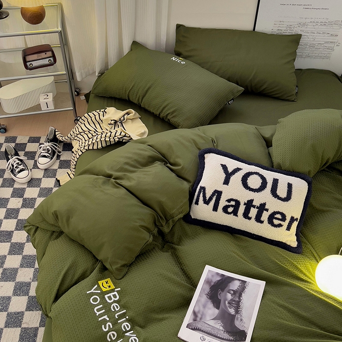 91家纺网 家纺一手货源 找家纺 春光里 2024新款笑脸华夫格四件套