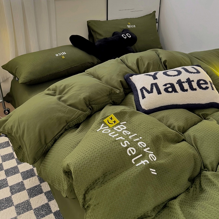 91家纺网 家纺一手货源 找家纺 春光里 2024新款笑脸华夫格四件套