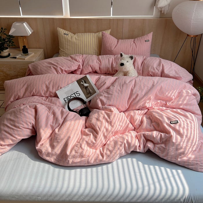 91家纺网 家纺一手货源 找家纺 （总）玛奇朵 2024新款多巴胺INS博主同款全棉色织条纹混搭-布拉格