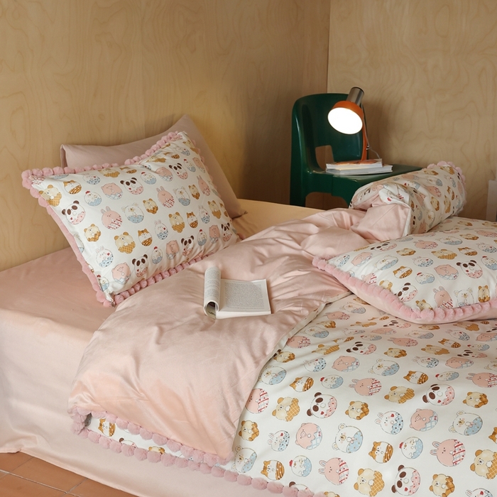 91家纺网 家纺一手货源 找家纺 棉眠 2024新款AB版毛球款棉加绒四件套 甜甜圈（棉加绒）