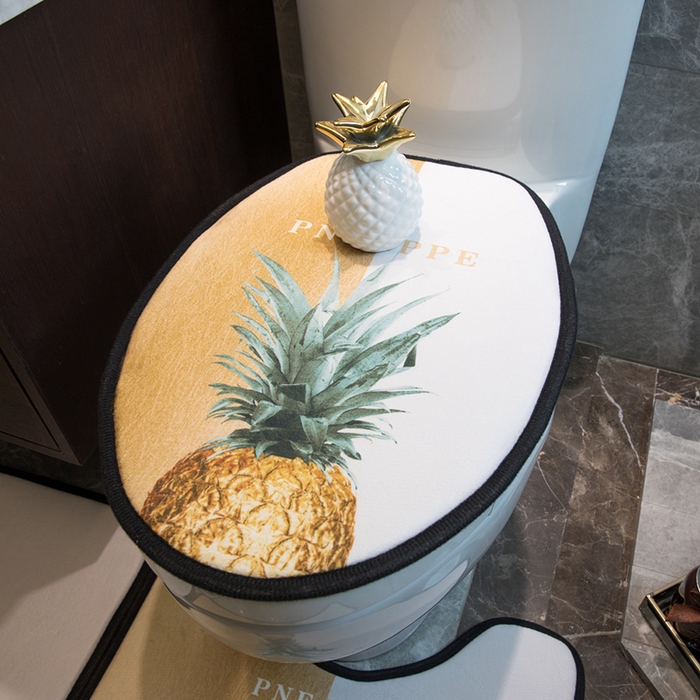 91家纺网 家纺一手货源 找家纺 爵仕家纺 2024新款网销款卫浴三件套地垫马桶盖 金菠萝