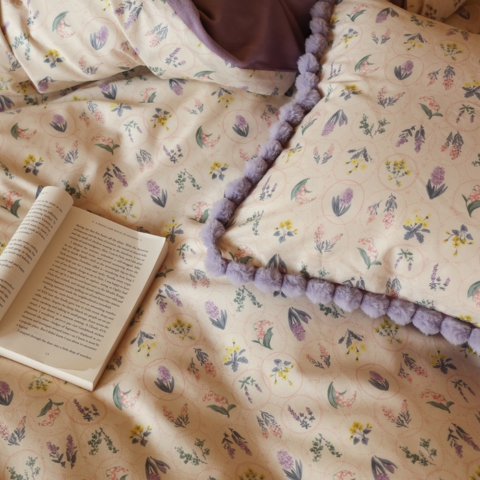 91家纺网 家纺一手货源 找家纺 棉眠 2024新款AB版毛球款棉加绒四件套 浅薇（棉加绒）