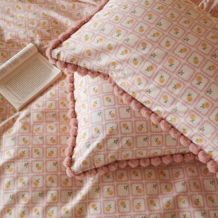 91家纺网 家纺一手货源 找家纺 棉眠 2024新款AB版毛球款棉加绒四件套 蜜夏红（棉加绒）