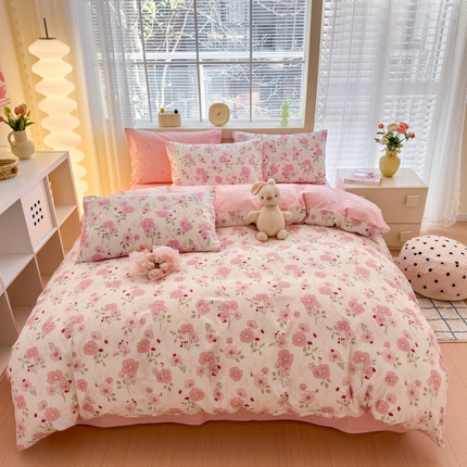 91家纺网 家纺一手货源 找家纺 （总）清雅福 2024新款全棉13372小清新四件套-第三季