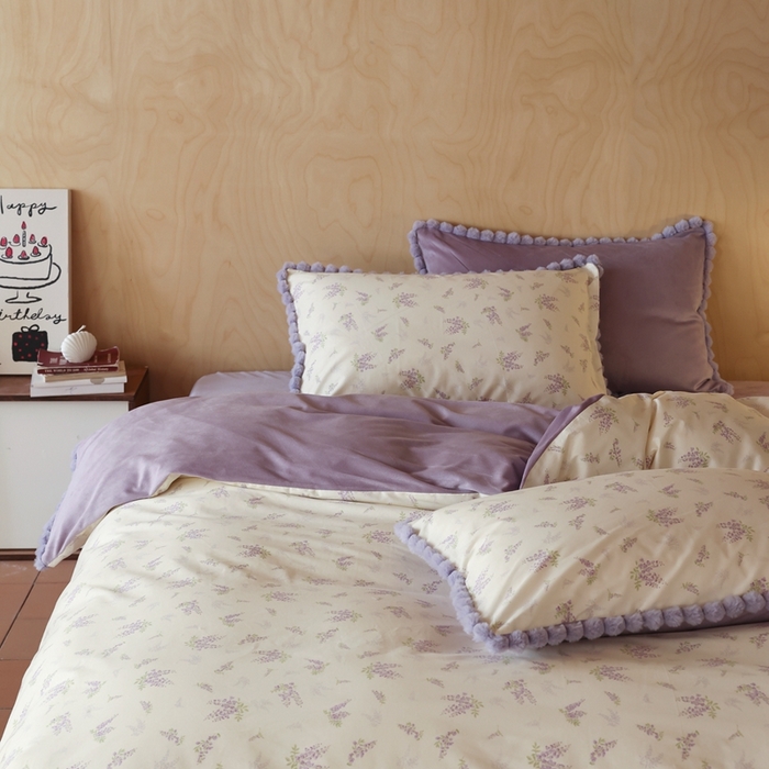 91家纺网 家纺一手货源 找家纺 棉眠 2024新款AB版毛球款棉加绒四件套 紫琅（棉加绒）