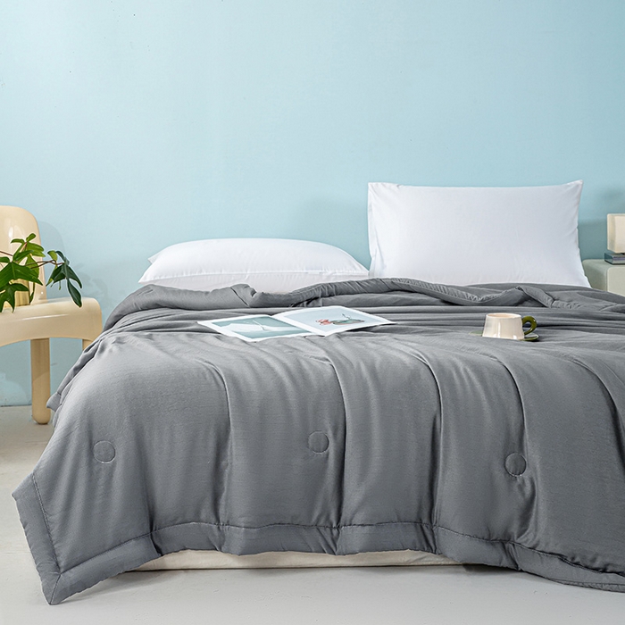 91家纺网 家纺一手货源 找家纺 森林人 2024新款A类双层纱大豆纤维夏凉被 双层纱-深灰