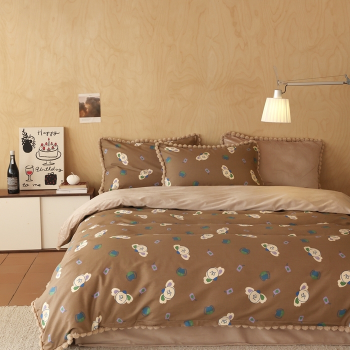 91家纺网 家纺一手货源 找家纺 棉眠 2024新款AB版毛球款棉加绒四件套 考拉（棉加绒）