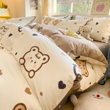 雅居纺 2024新款高密全棉13070印花四件套 Bear熊