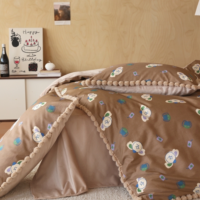 91家纺网 家纺一手货源 找家纺 棉眠 2024新款AB版毛球款棉加绒四件套 考拉（棉加绒）