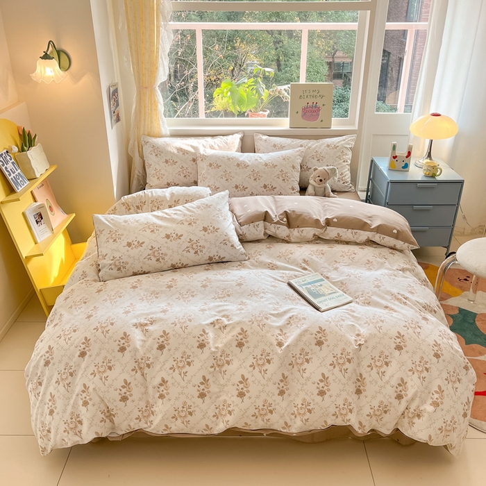 91家纺网 家纺一手货源 找家纺 雅居纺 2024新款高密全棉13070印花四件套 墨韵