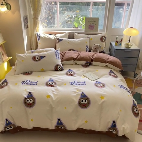 91家纺网 家纺一手货源 找家纺 雅居纺 2024新款高密全棉13070印花四件套 曲奇饼干