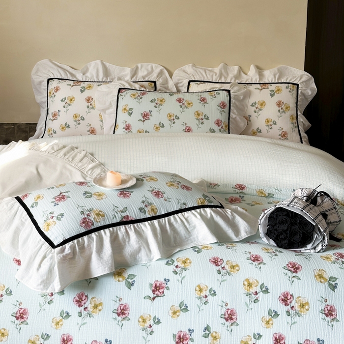 91家纺网 家纺一手货源 找家纺 （总）玛奇朵 2024新款法式复古全棉A类双层皱纱-班娜花园