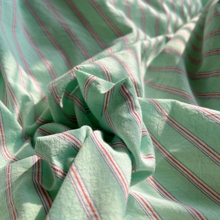 91家纺网 家纺一手货源 找家纺 玛奇朵 2024新款多巴胺INS博主同款全棉色织条纹混搭-布拉格 布拉格-绿