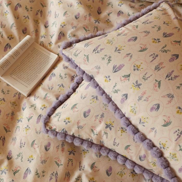 91家纺网 家纺一手货源 找家纺 棉眠 2024新款AB版毛球款棉加绒四件套 浅薇（棉加绒）